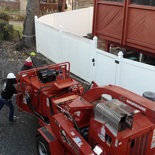 wood chipper at work
